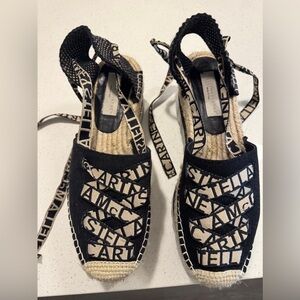 Stella McCartney Black and Cream Espadrilles 40